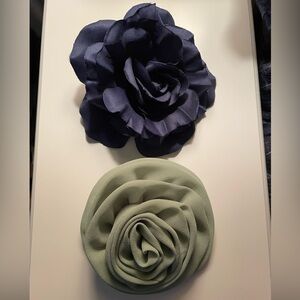 2 Fabric Flower Brooches / Hair clip